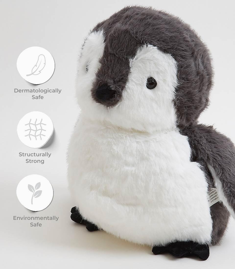 Black and white penguin chick plush toy