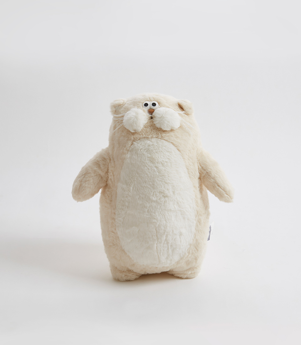Cream-colored plush Seal standing upright, made of soft, high-quality materials, featuring a simple and charming design with a friendly face.