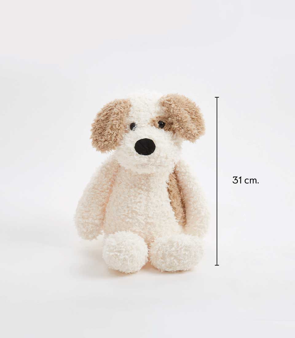 Adorable Beige and Brown Plush Puppy Toy - 31 cm tall, Dermatologically Safe, Structurally Strong, Environmentally Safe