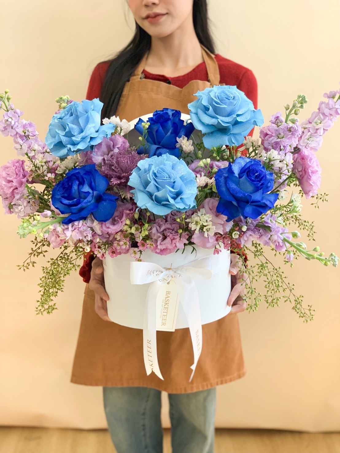 Enchanted Blue & Lavender Rose Floral Box – Elegant Gift for Any Occasion