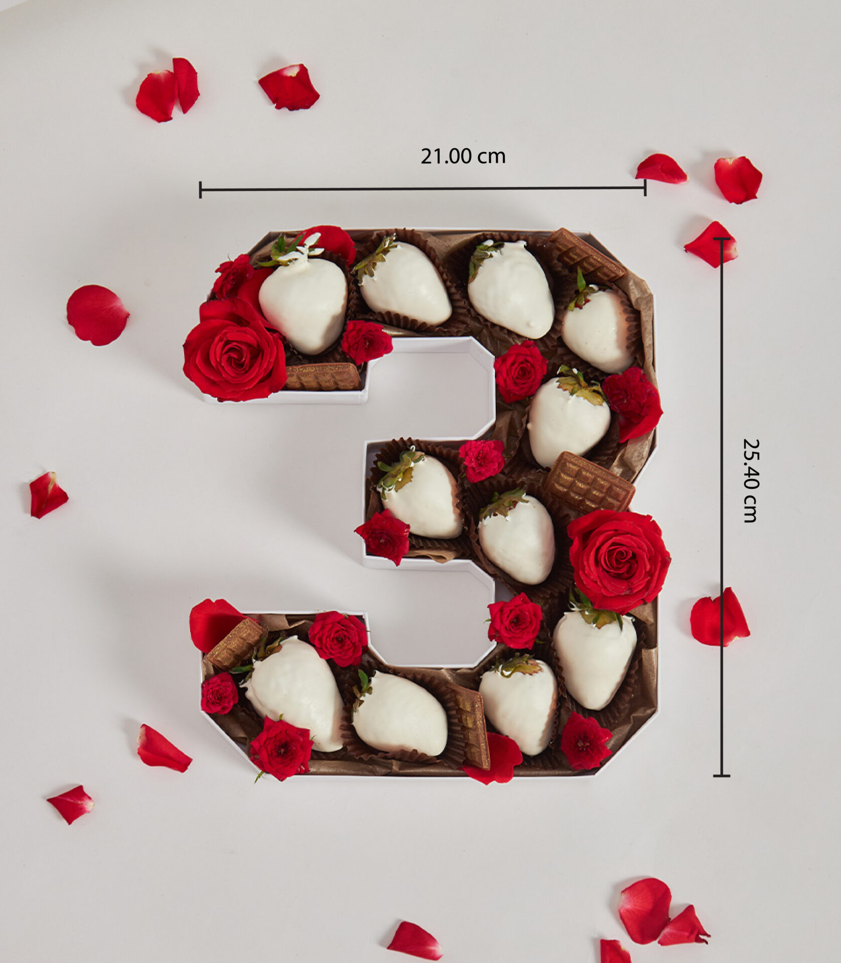 White Chocolate Strawberry Gift Box Number 3 with Red Roses