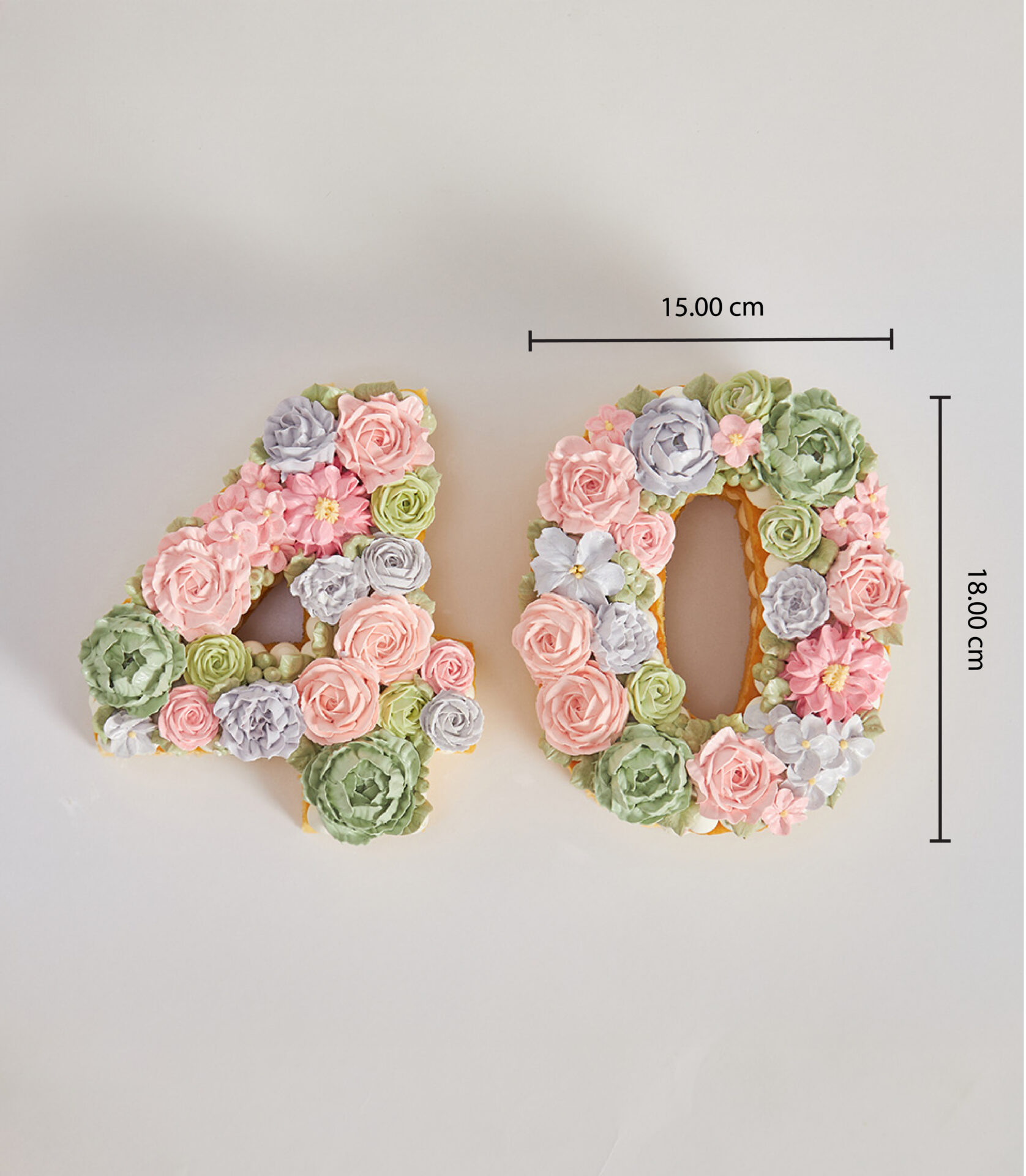 Pastel Floral Birthday Number Cake 40 | Vanilla Sponge with Buttercream Flowers