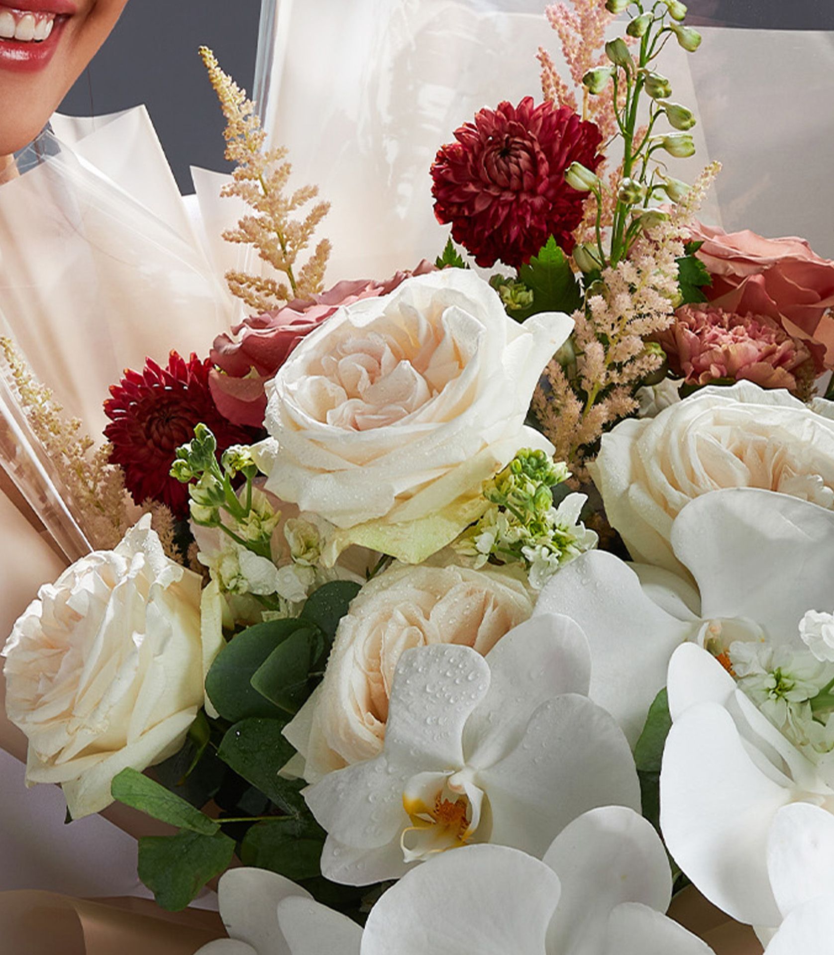 Luxury Rose \u0026 Orchid Bouquet - Basketeer - The Art Of Giving, image size:1676x1920
