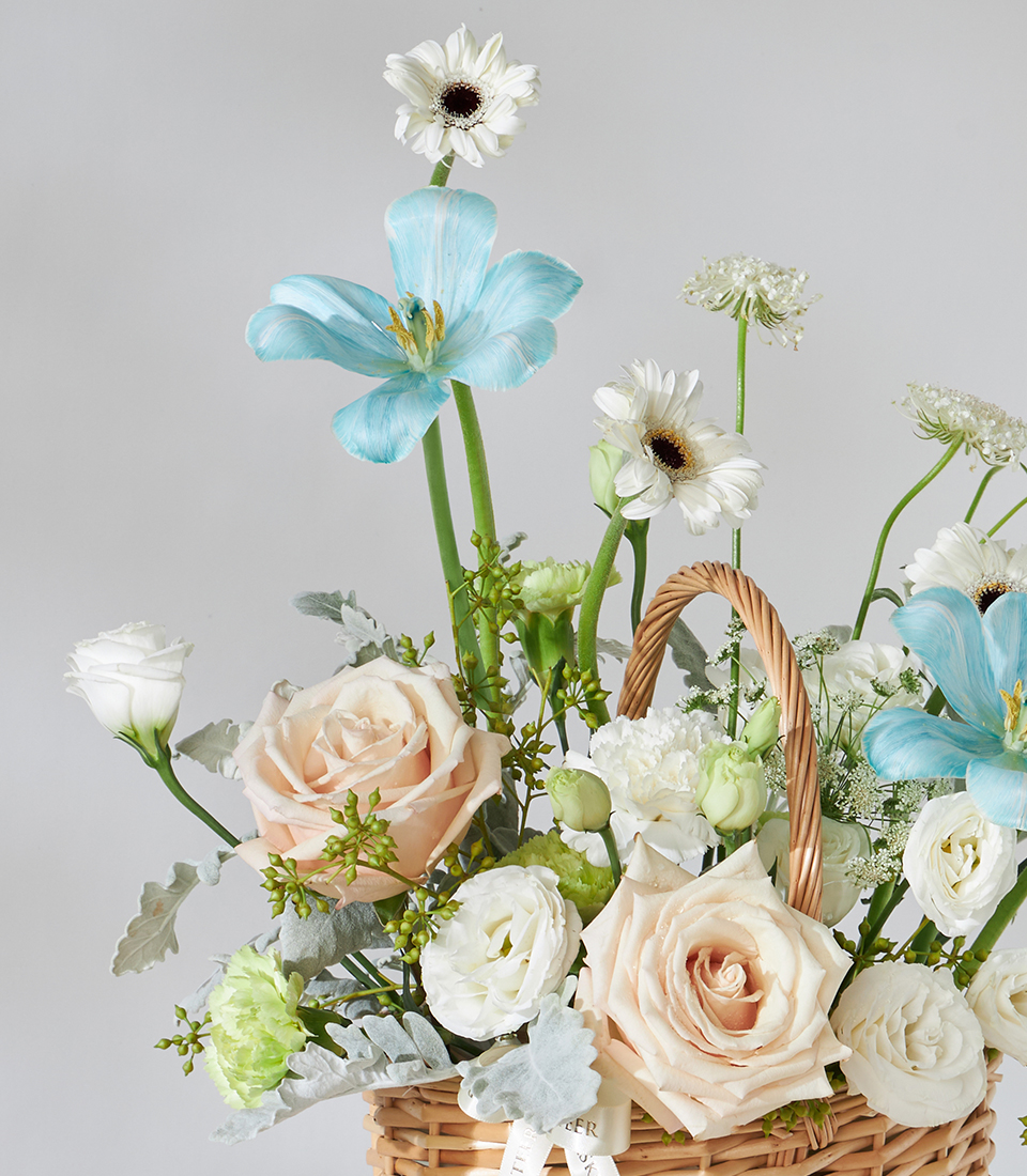 Blue Serenity Flower Basket - Basketeer - The Art Of Giving