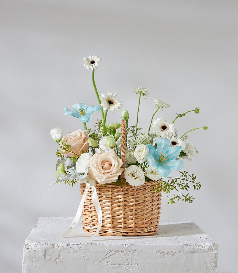 Blue Serenity Flower Basket - Basketeer - The Art Of Giving