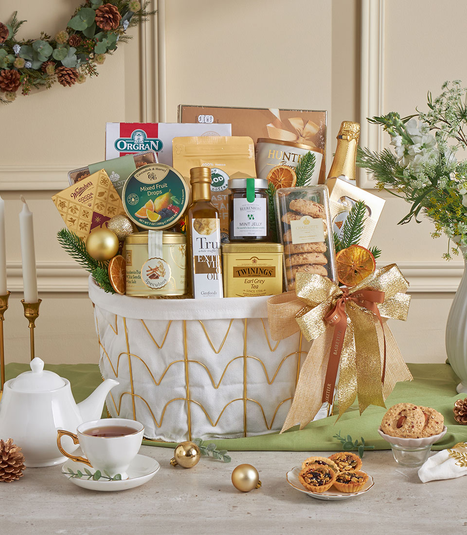 Golden gourmet gift basket
