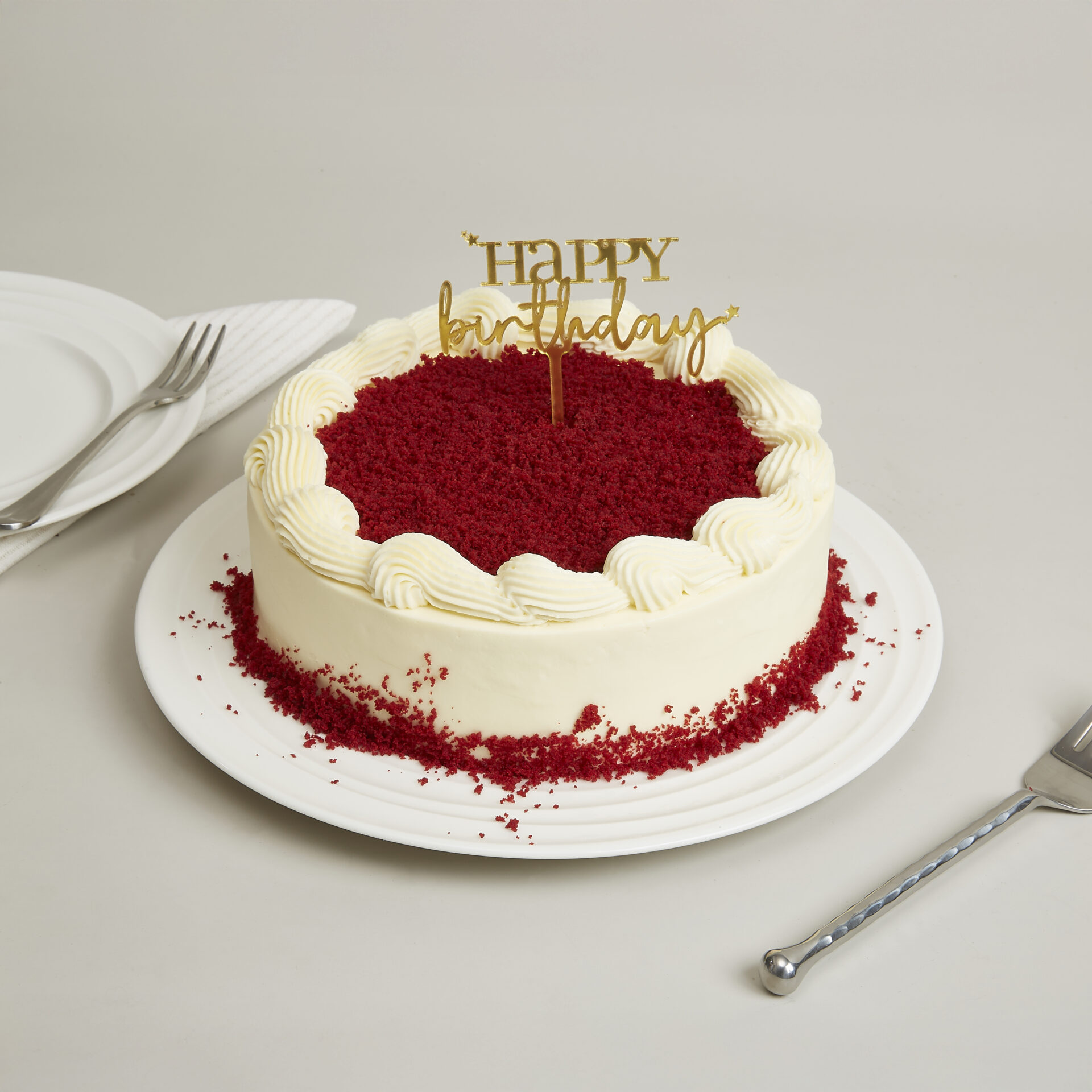 Red velvet birthday cake with cream cheese frosting, Charlotte Bakery Bangkok