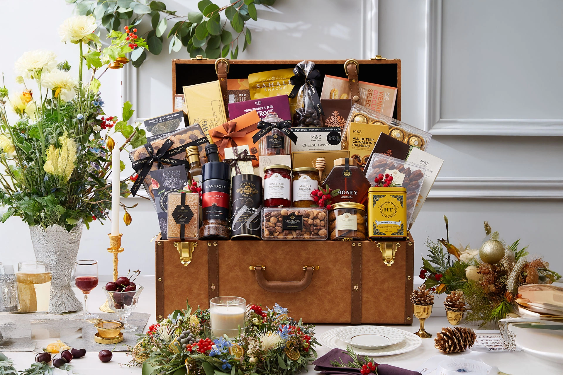Premium luxury gift basket filled with gourmet and wellness products by Basketeer Thailand