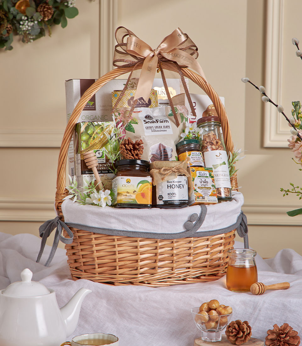 Natural wellness arched wicker gift basket