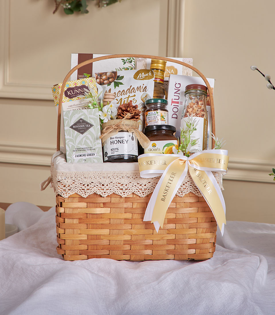 Natural wellness gourmet wicker gift basket