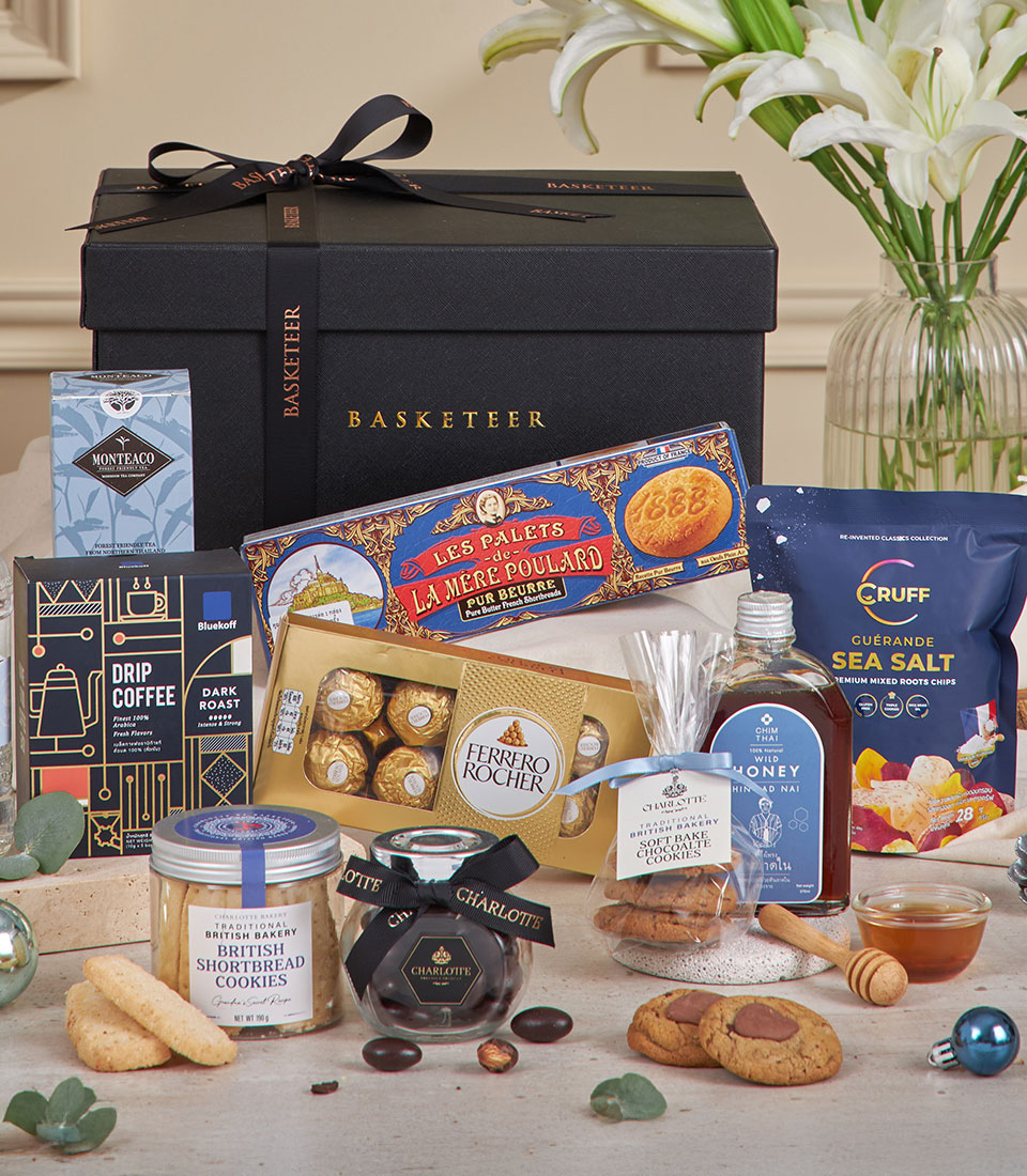 Luxury black gourmet gift box set