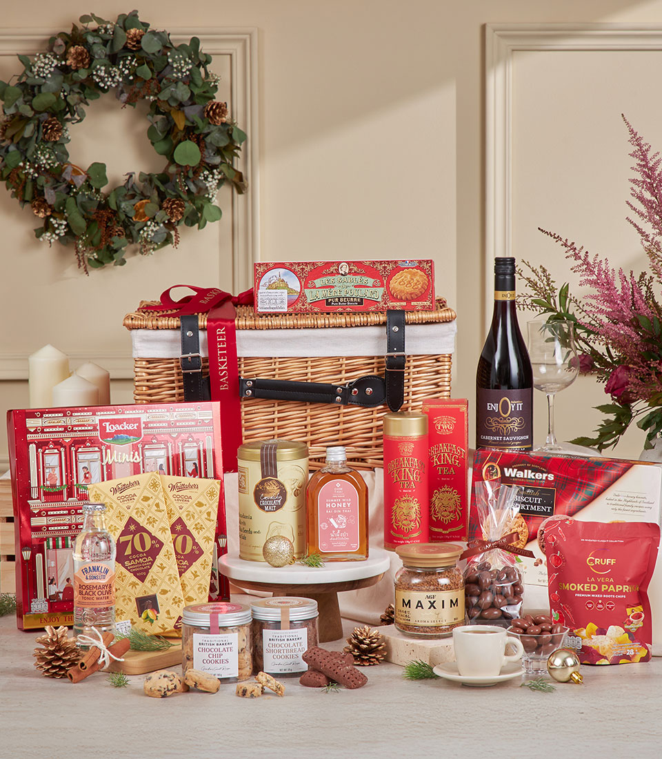 Luxury red Christmas gourmet hamper