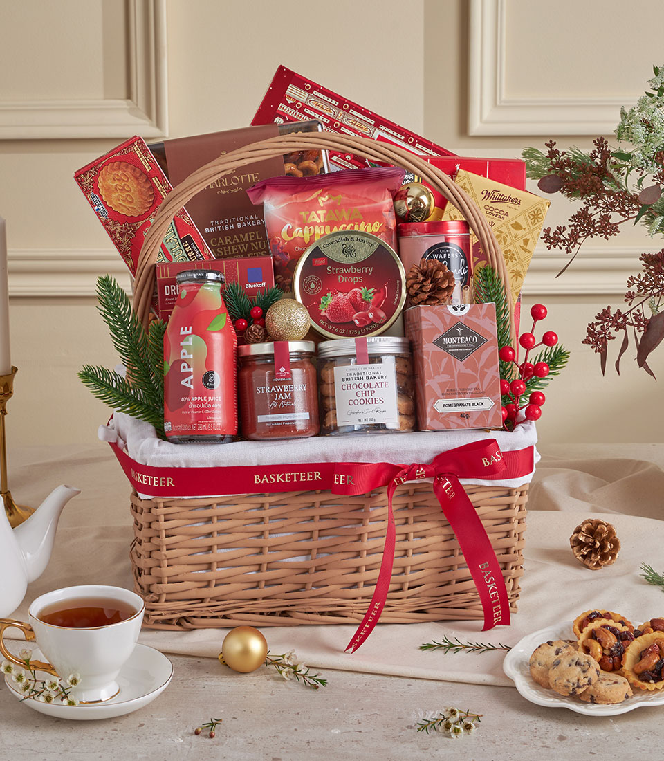 Premium nude wicker holiday gift basket