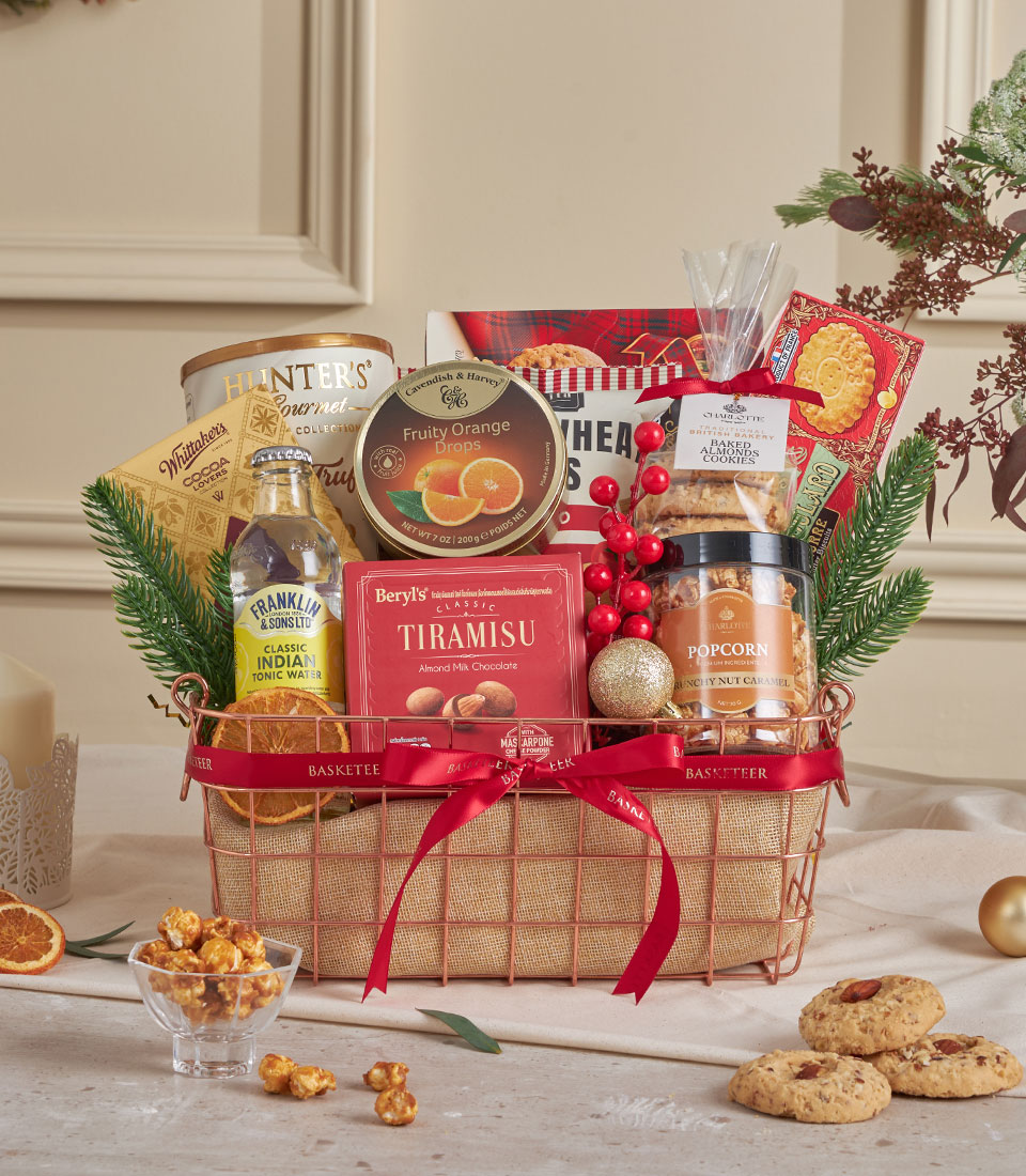 Copper festive gift basket