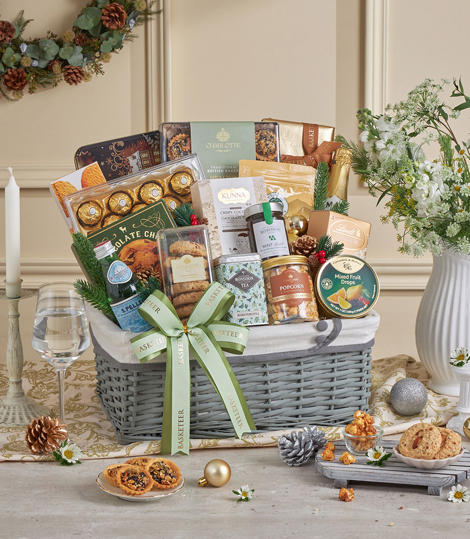 Premier grey wicker gift basket