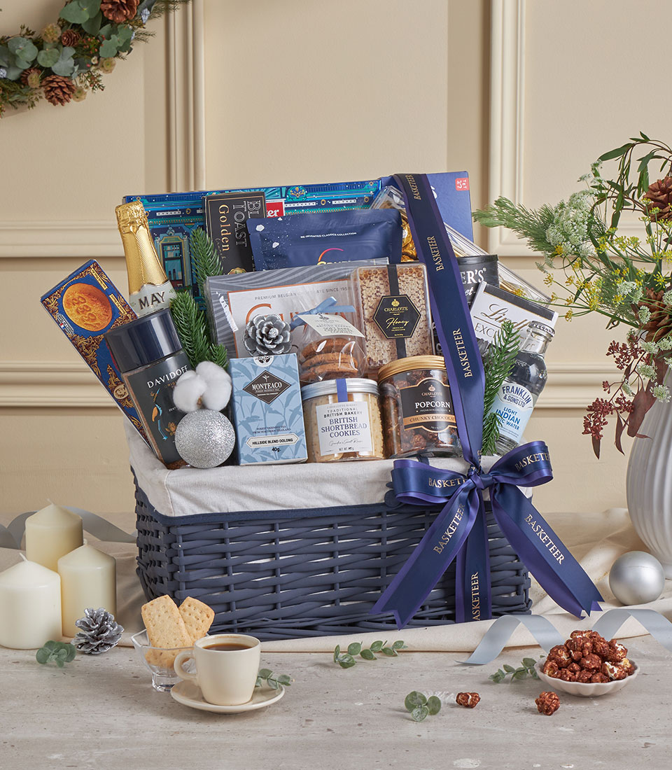 Navy blue gourmet gift hamper