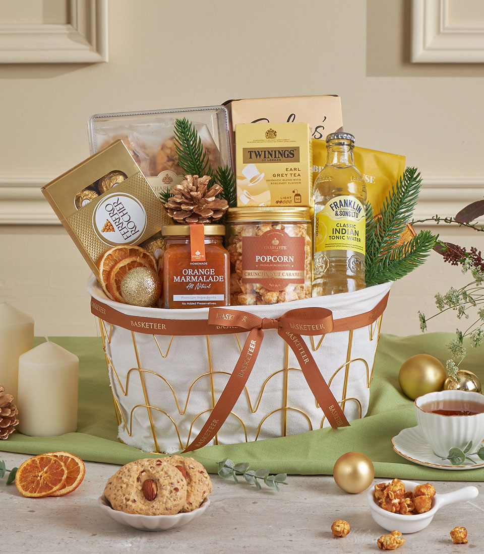 Gold wire gift basket