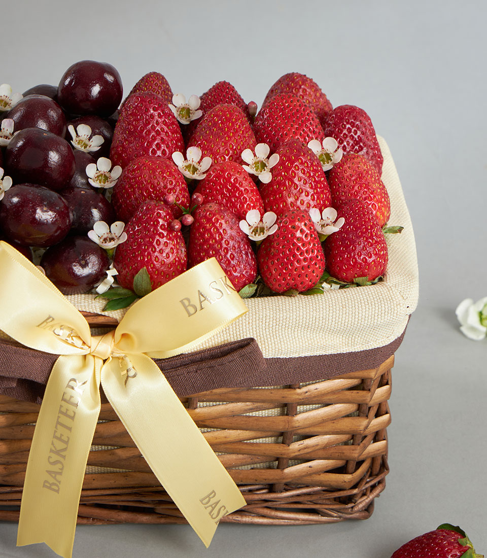 Close-up cherries and strawberries