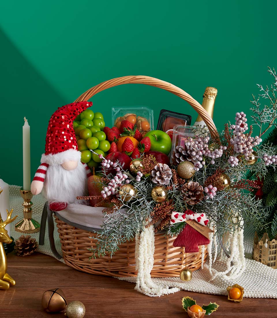 luxury Christmas fruit basket with Santa decor