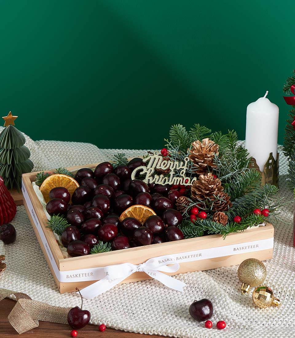 elegant Christmas cherry fruit gift box