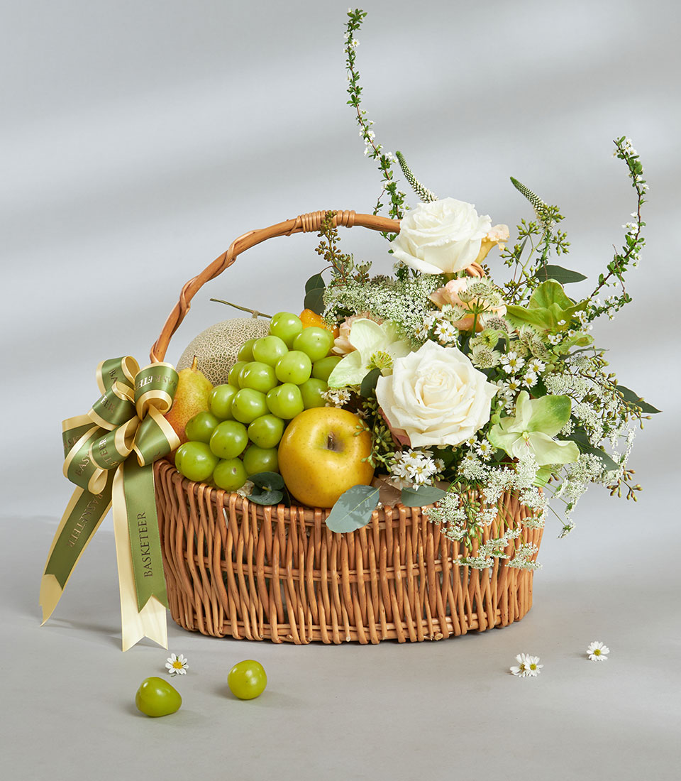 Fruit and floral gift basket