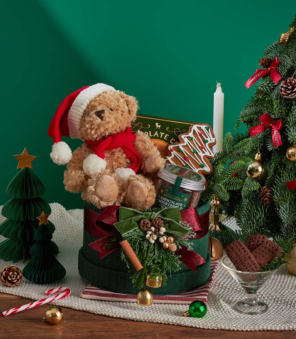 cozy Christmas teddy gift box