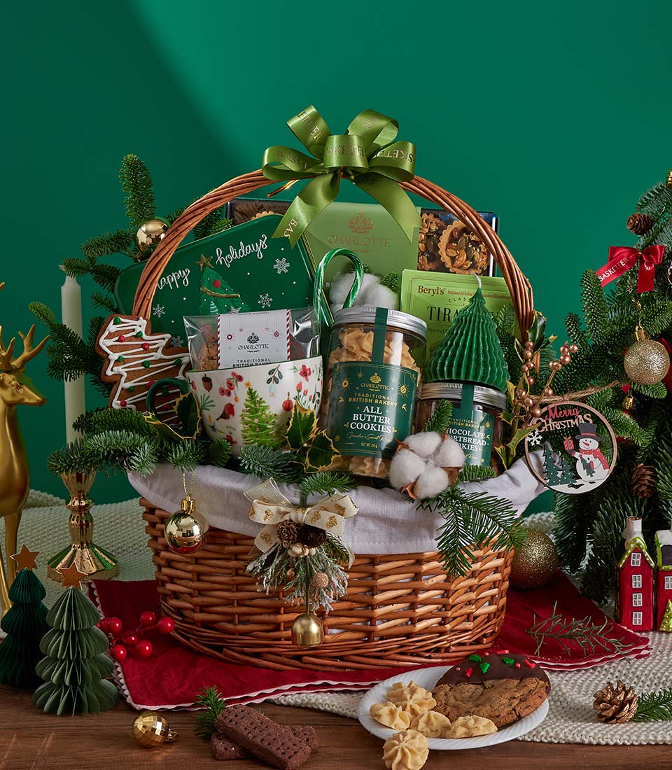 seasonal Christmas gourmet gift basket