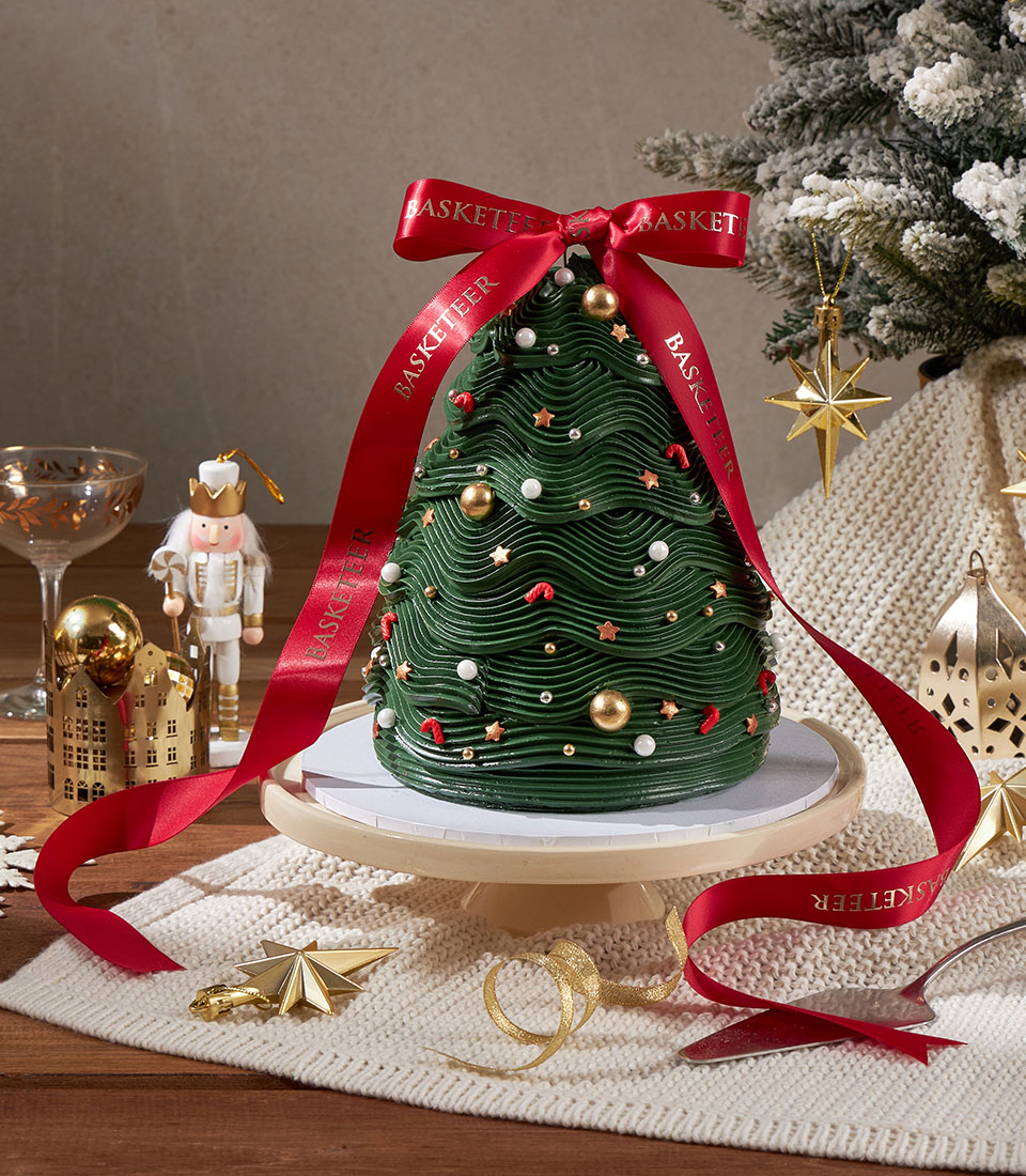 Chocolate Christmas tree celebration cake for festive celebrations in Bangkok