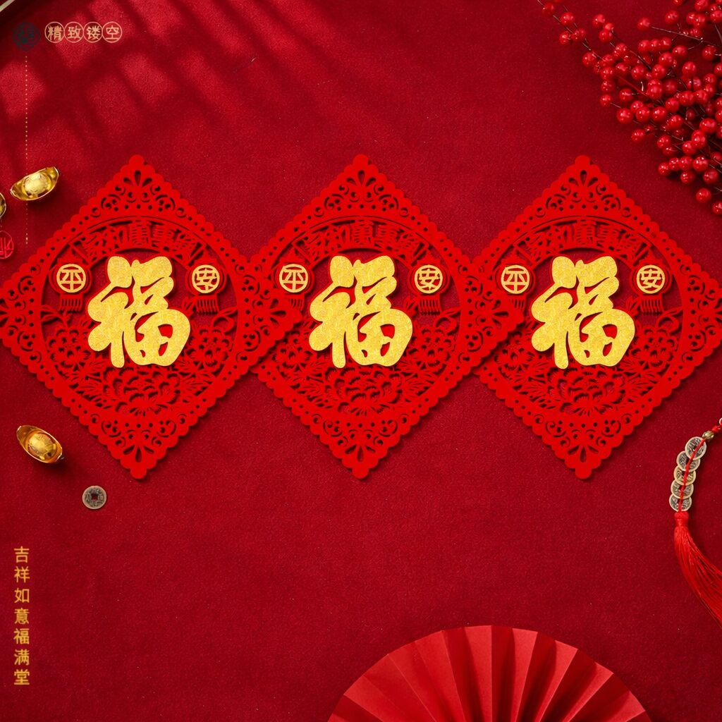 Chinese New Year Fu Paper Cut Decorations