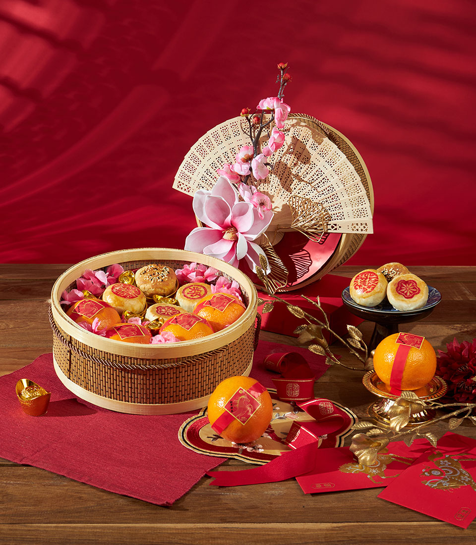 Chinese New Year auspicious blossom basket collection with premium presentation
