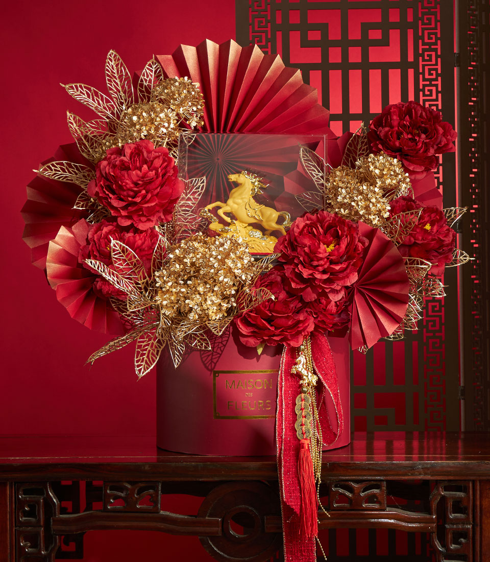 Grand Chinese New Year artificial floral decor arrangement