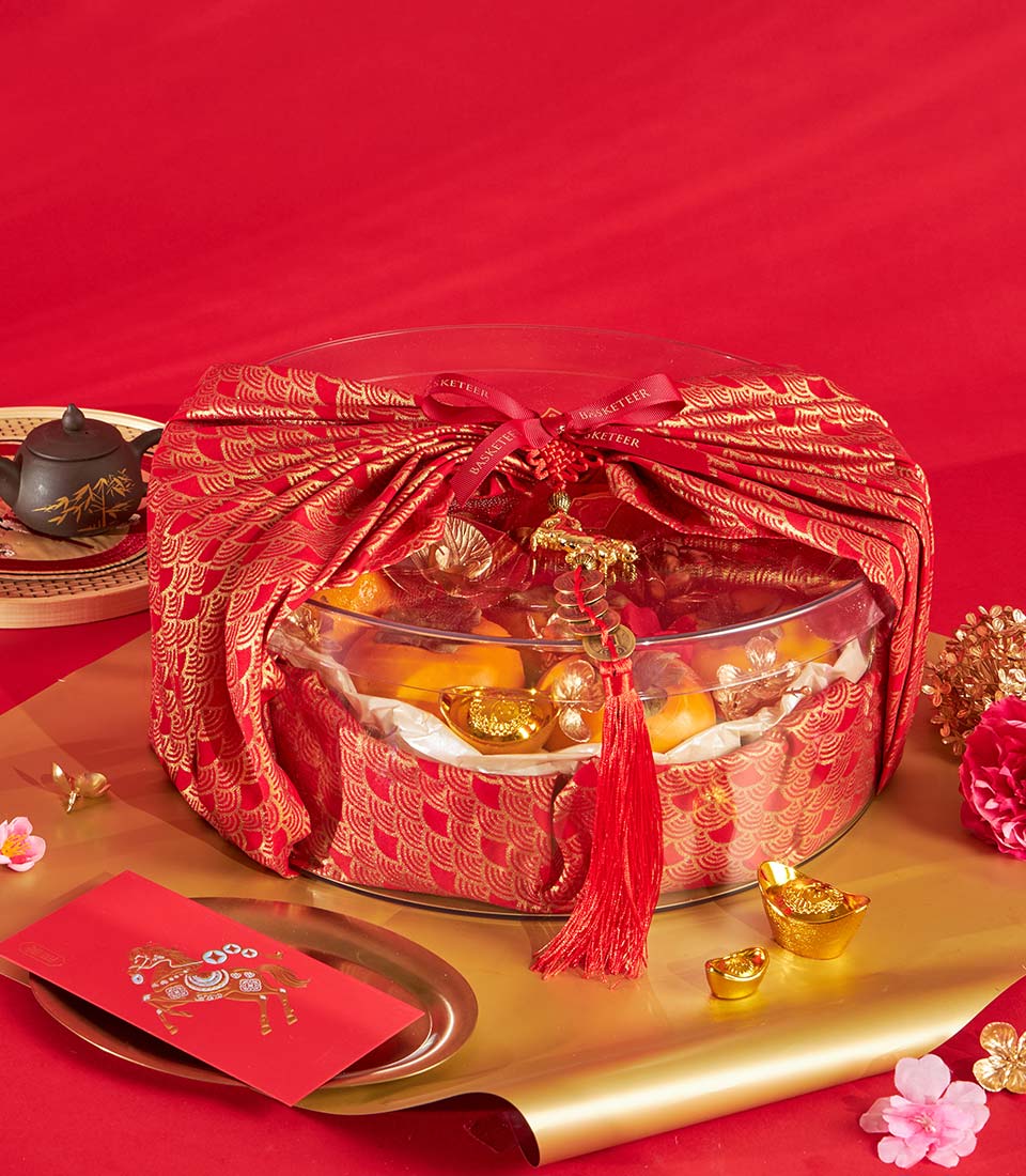 Chinese New Year premium mandarin oranges and persimmon round gift box