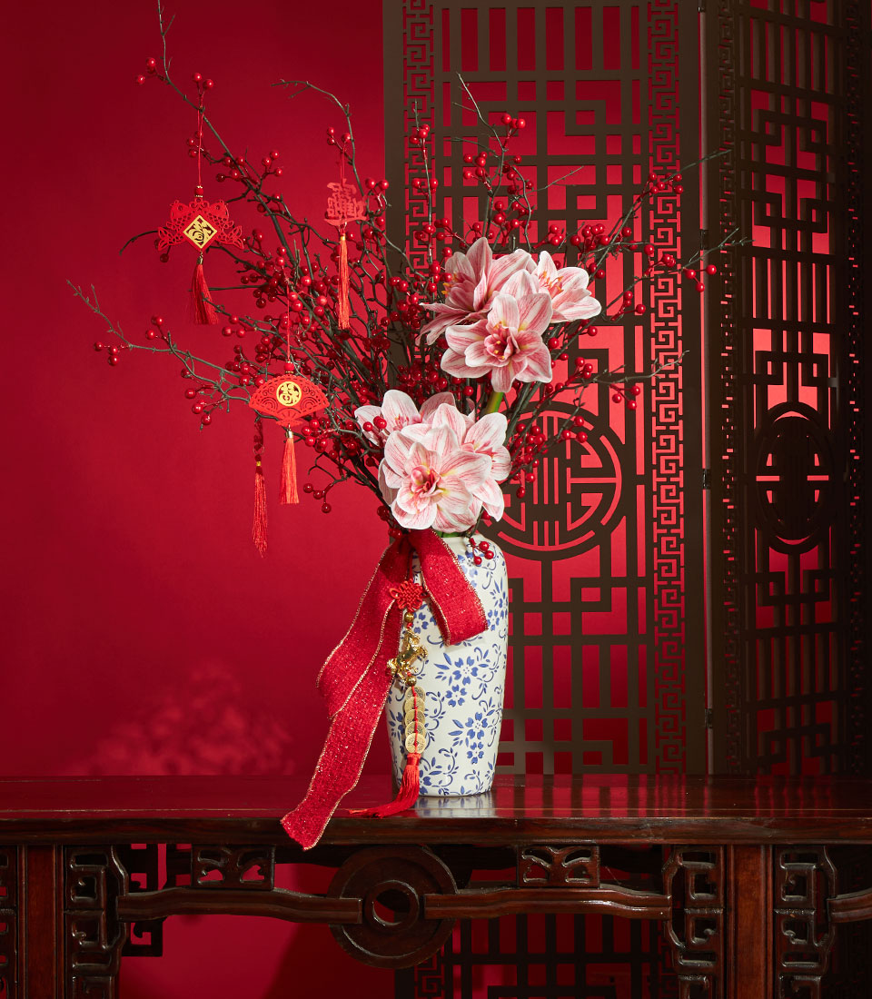 Chinese New Year refined artificial flower vase decor