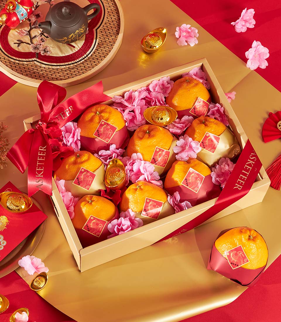 Chinese New Year Dekopon orange wooden gift box