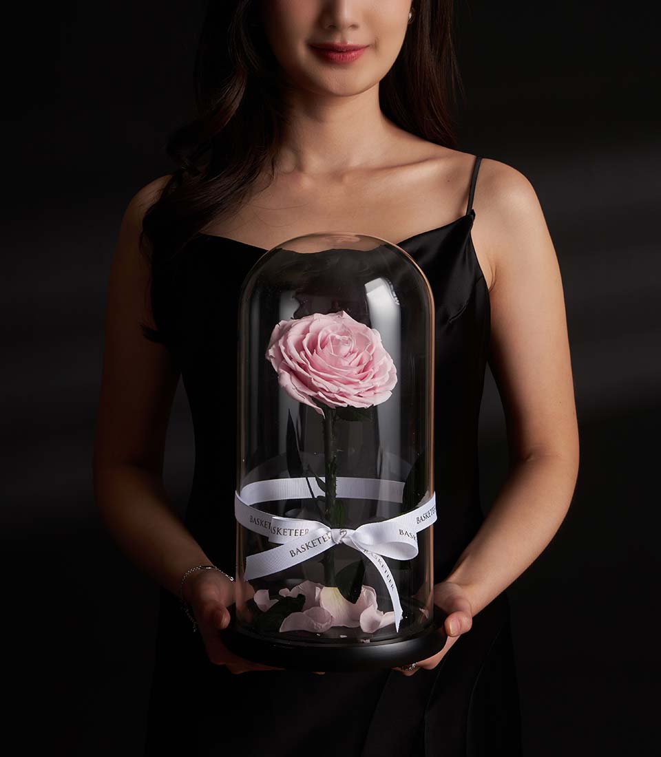 Preserved lavender rose in a glass dome Valentine gift, Bangkok delivery