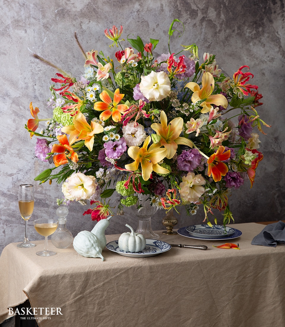 Colorful mixed flower bouquet with lilies and seasonal blooms in vibrant arrangement Bangkok delivery