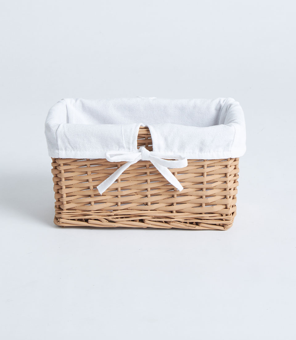 Rectangular wicker basket with white lining BK-397