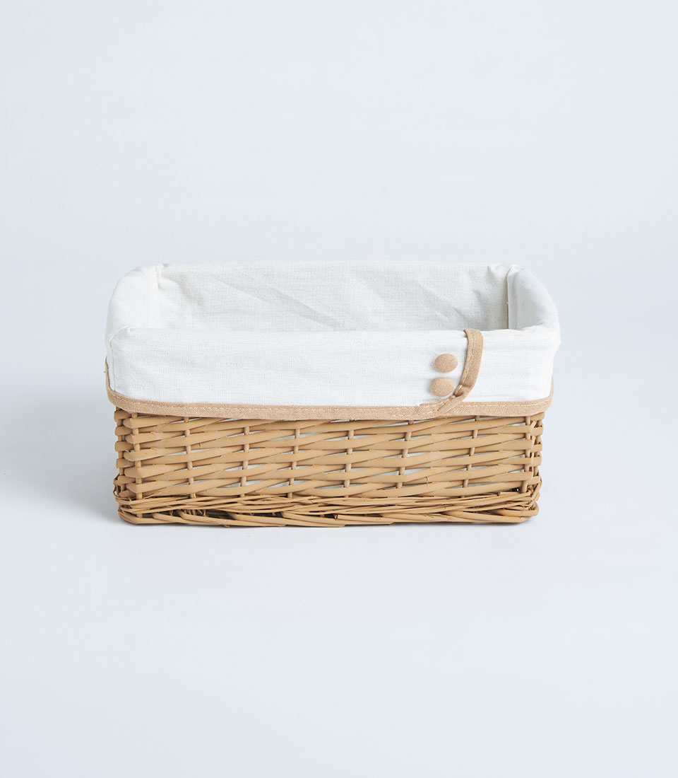 Natural wicker tray basket with fabric lining BK-320