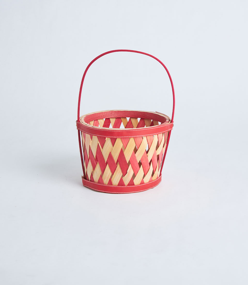 Two-tone bamboo basket red natural weave BK-363