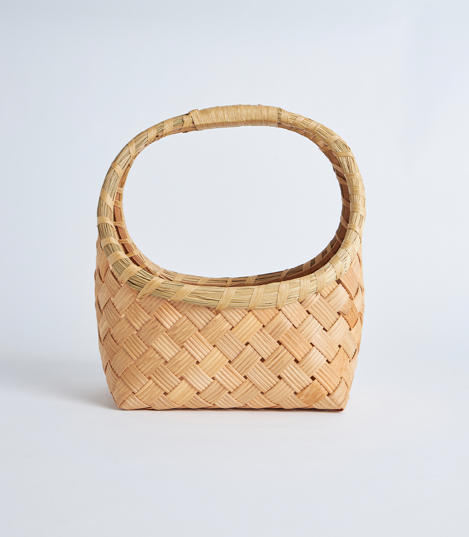 Mini bamboo woven basket with curved handle BK-292