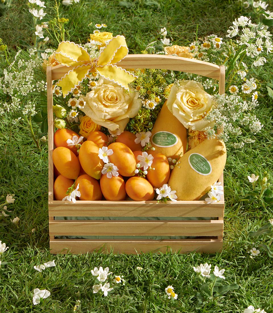 mango mayongchid floral wooden crate thailand