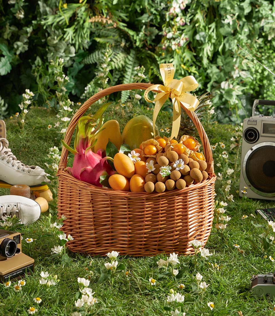 Thai summer mixed fruit gift basket wicker SMF-1001
