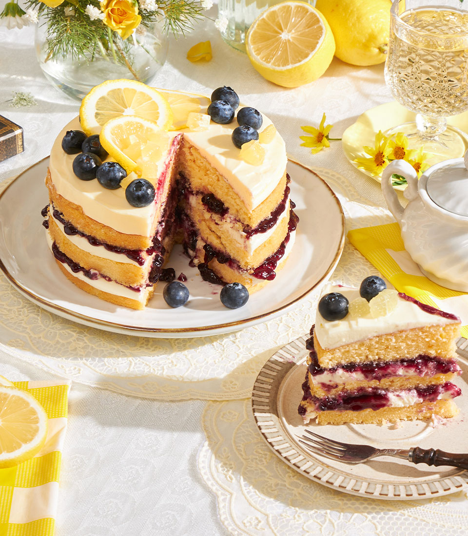 lemon blueberry sponge cake cream cheese frosting Bangkok SBK-0003