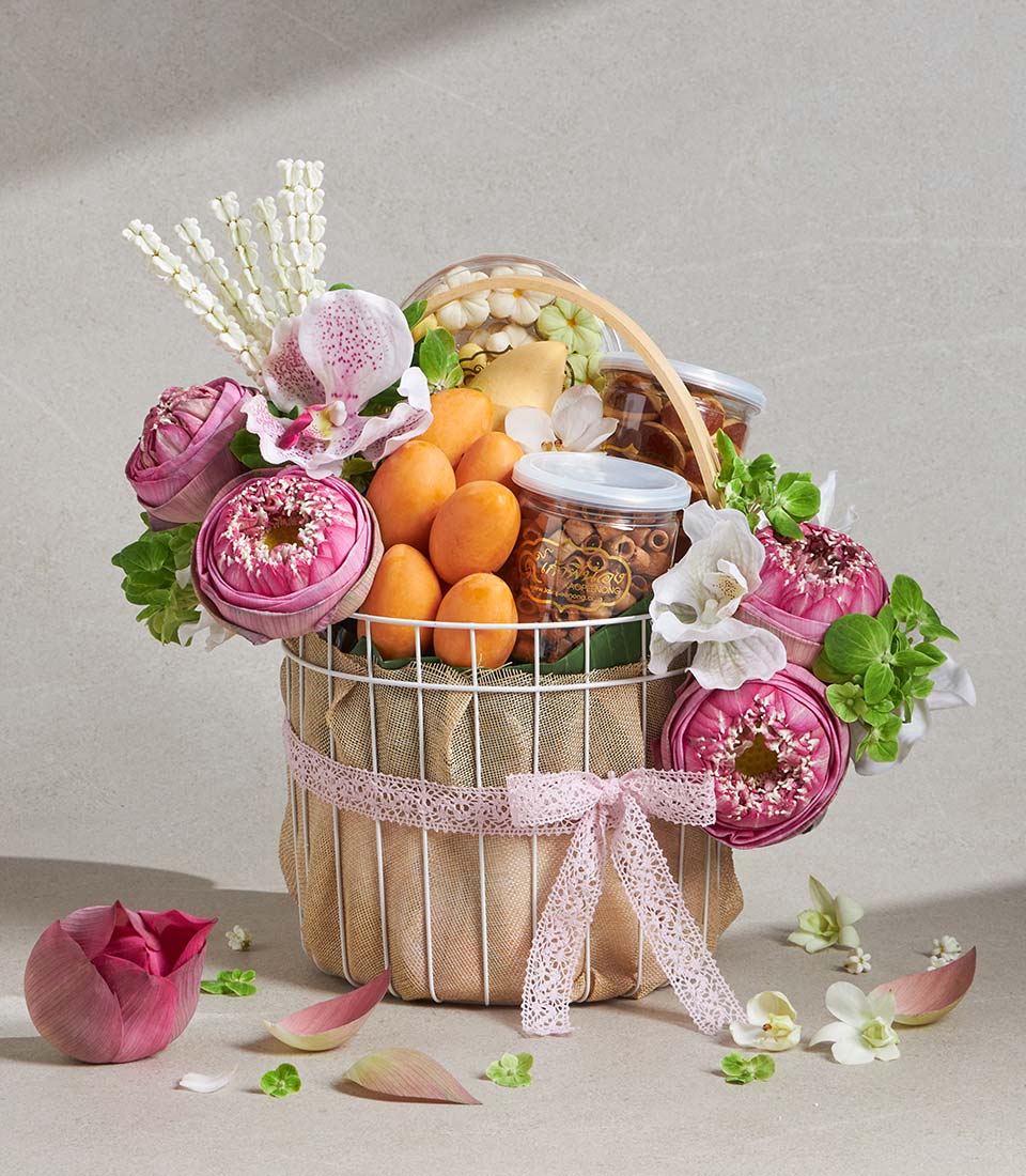 songkran gift basket floral fruit arrangement