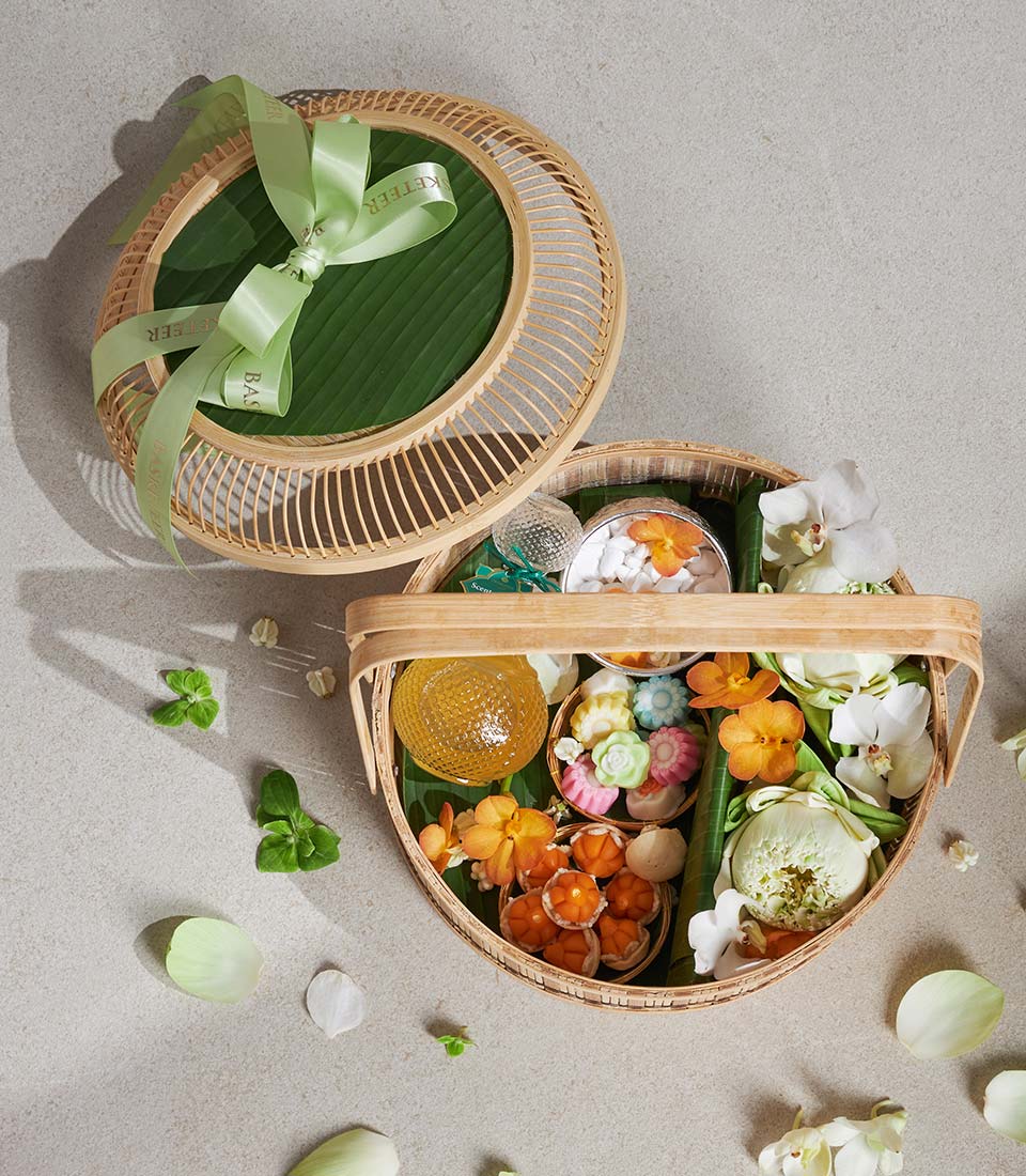 songkran gift basket bamboo box arrangement