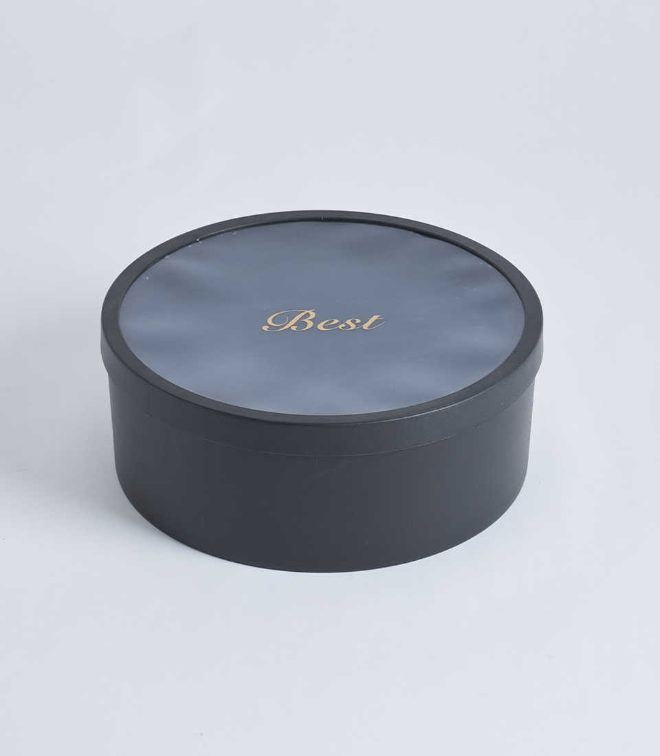 Black round gift box with lid BK-188