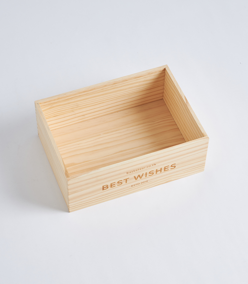 angled wooden gift box basket WB013