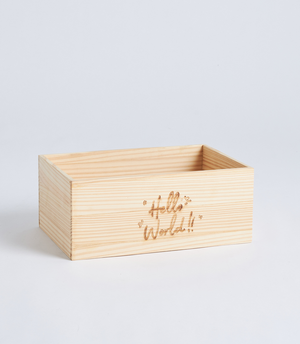 wooden gift box hello world WB049