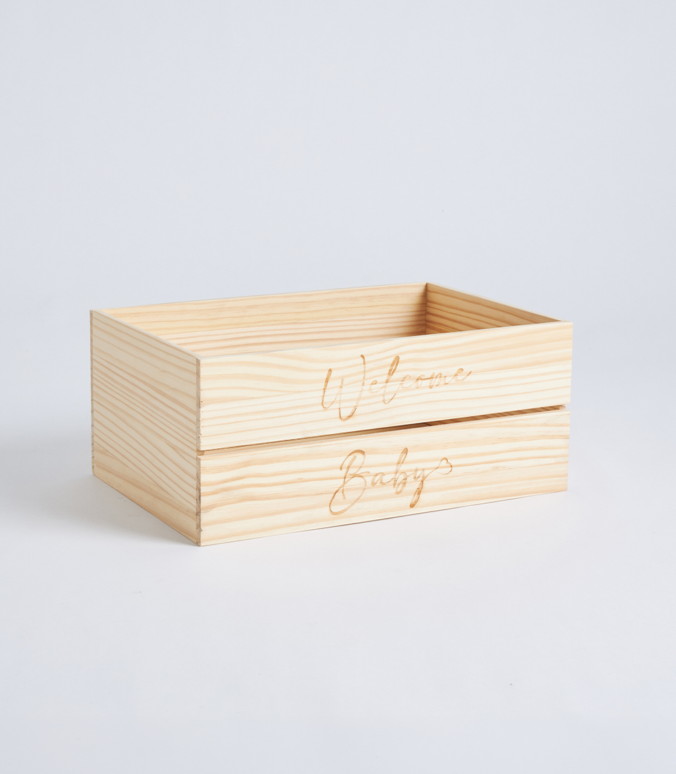 wooden gift box welcome baby engraved WB050